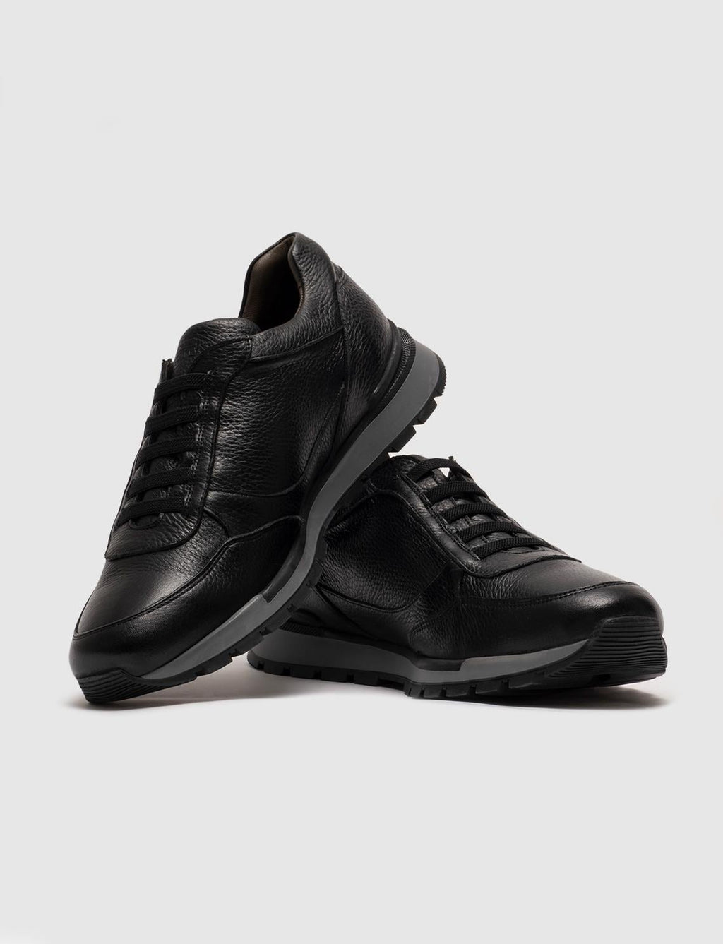 Genuine Leather Black Lace-up Men's Athletic Shoes