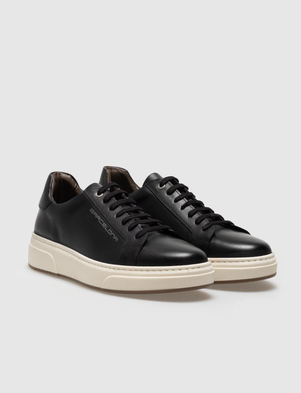 Genuine Leather Black Lace-up Men's Athletic Shoes