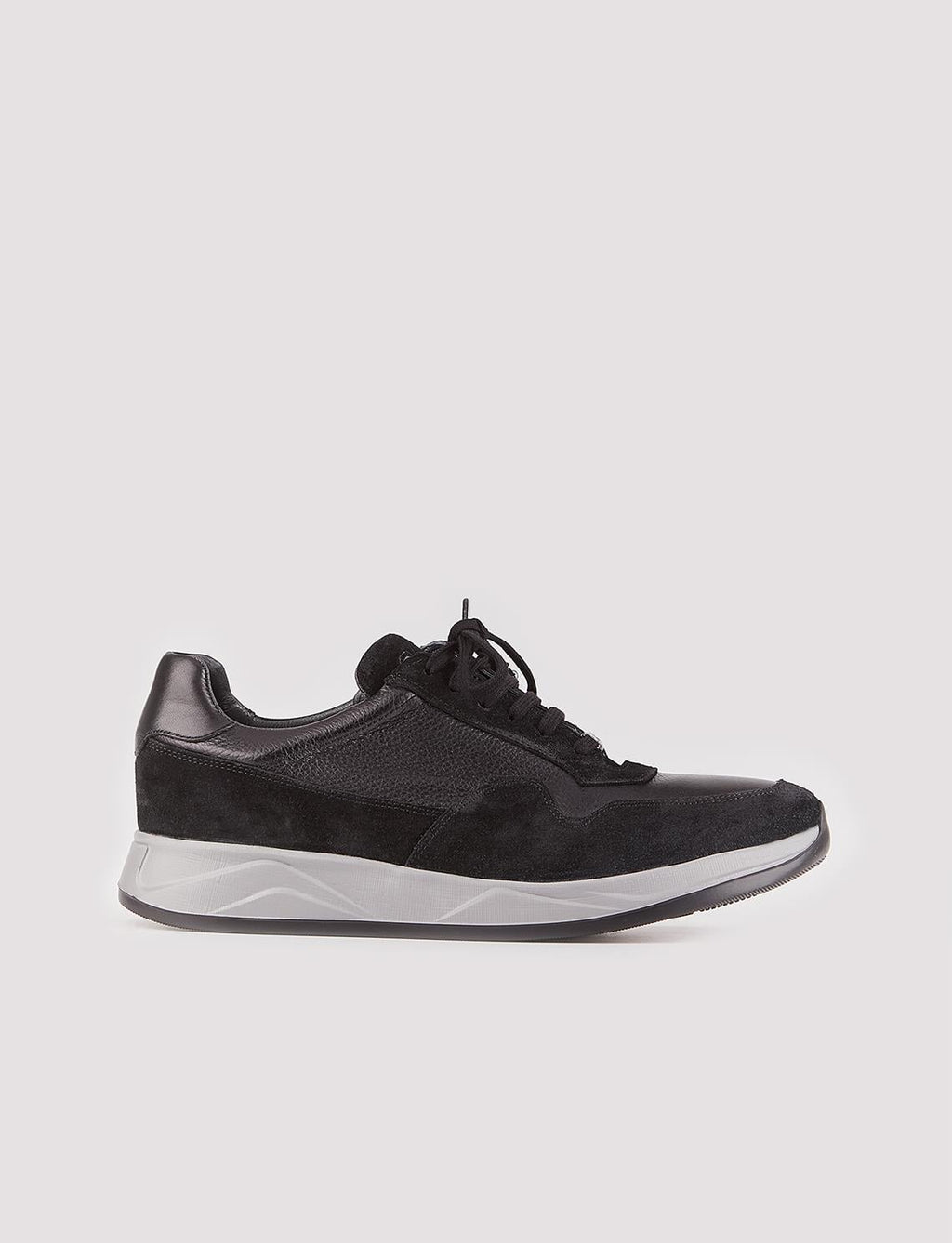 Genuine Leather Black Lace-up Men's Athletic Shoes