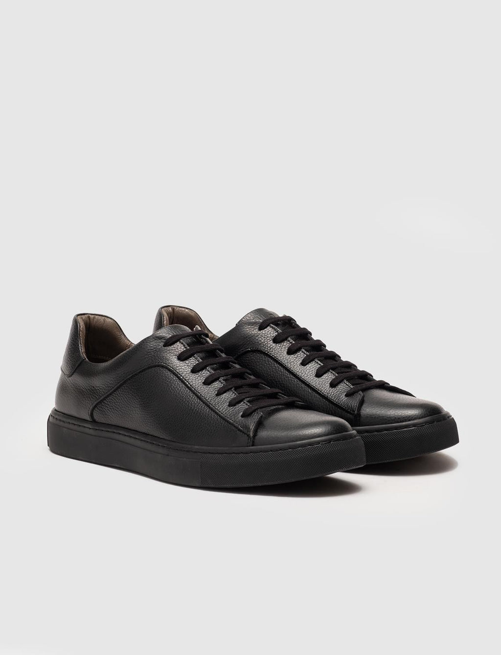 Genuine Leather Black Lace-up Men's Athletic Shoes