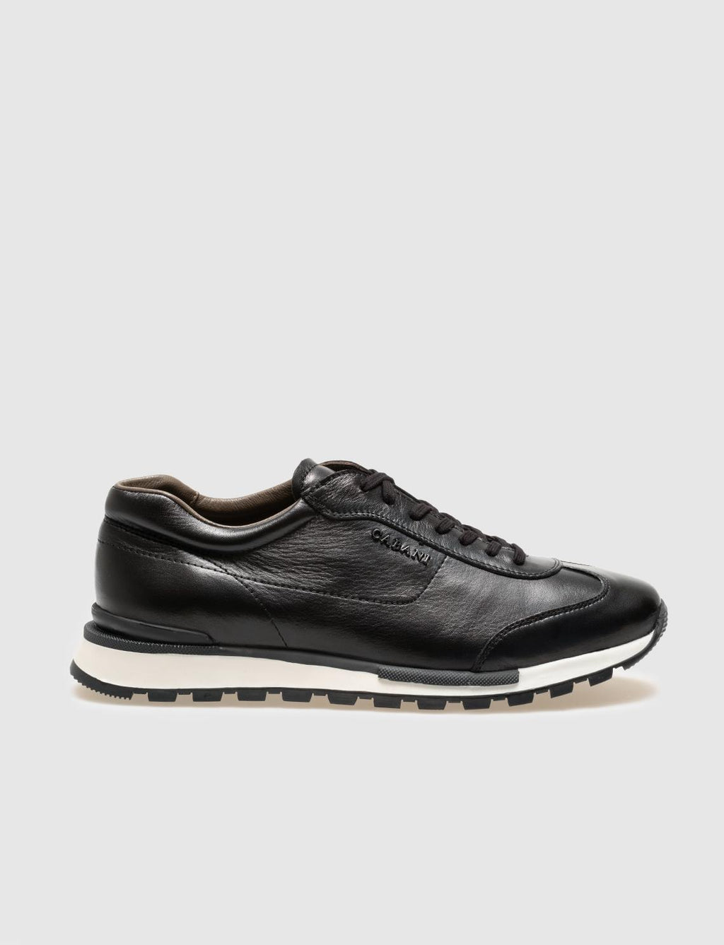 Genuine Leather Black Lace-up Men's Athletic Shoes