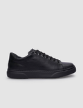 Genuine Leather Black Lace-up Men's Athletic Shoes