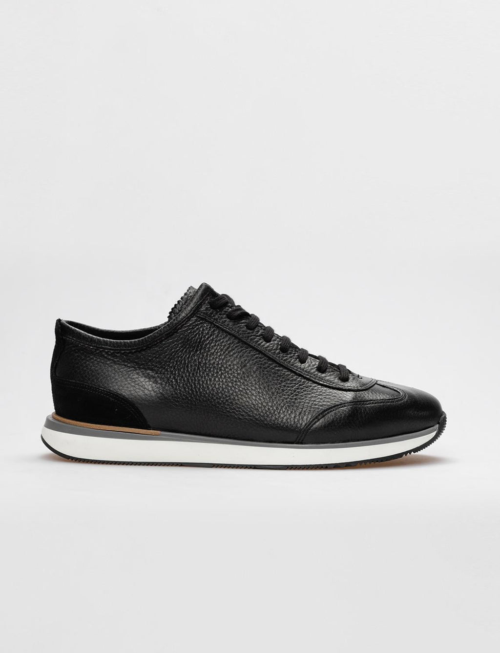 Genuine Leather Black Lace-up Men's Athletic Shoes