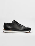 Genuine Leather Black Lace-up Men's Athletic Shoes