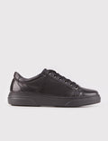 Genuine Leather Textured Black Lace-up Men's Athletic Shoes