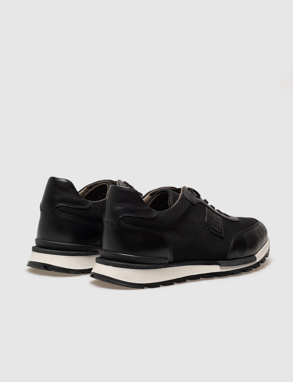 Genuine Leather Black Lace-up Men's Athletic Shoes