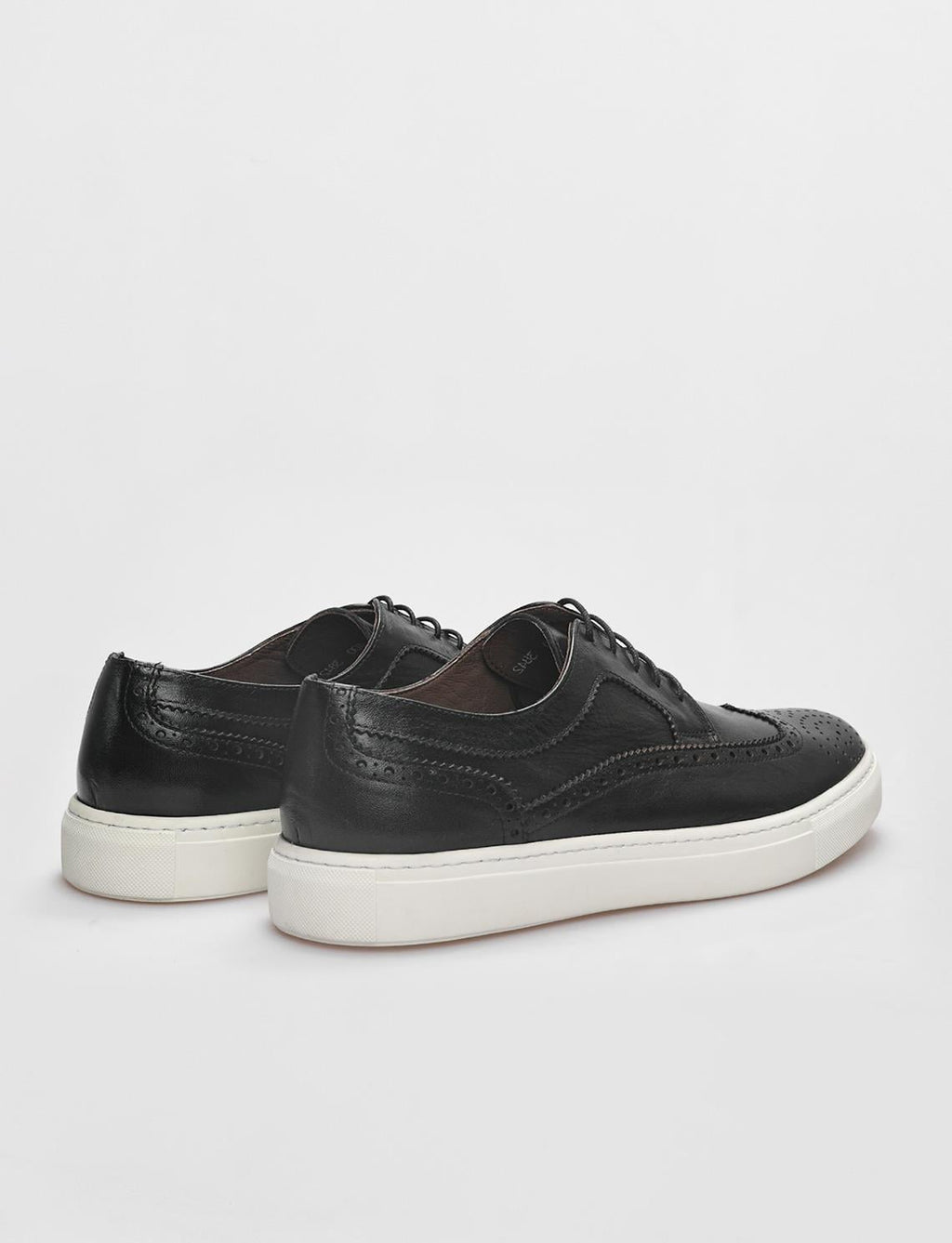 Genuine Leather Black Lace-up Men's Athletic Shoes