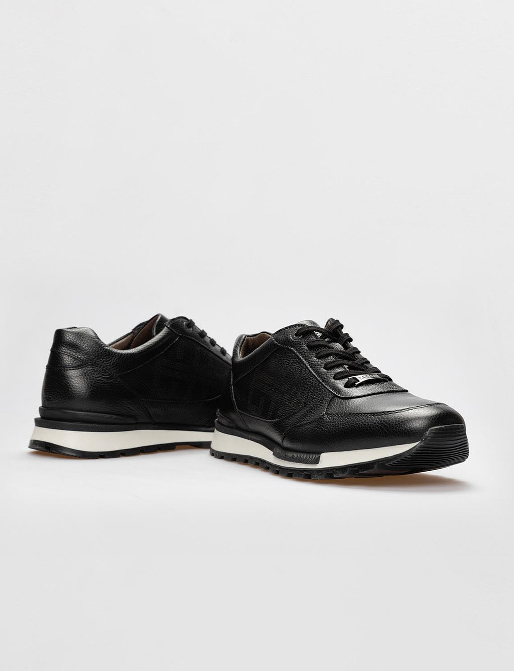 Genuine Leather Black Lace-up Men's Athletic Shoes