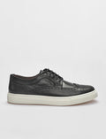 Genuine Leather Black Lace-up Men's Athletic Shoes
