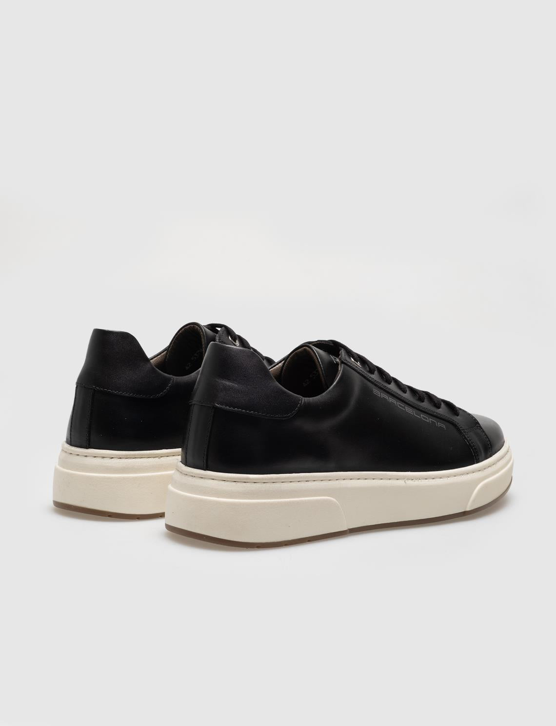 Genuine Leather Black Lace-up Men's Athletic Shoes