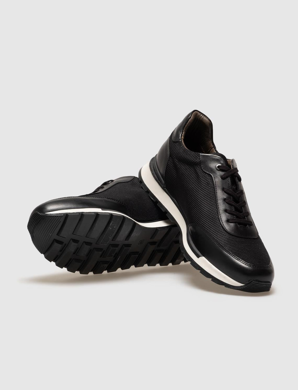 Genuine Leather Black Lace-up Men's Athletic Shoes