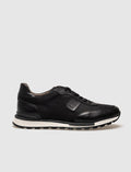 Genuine Leather Black Lace-up Men's Athletic Shoes