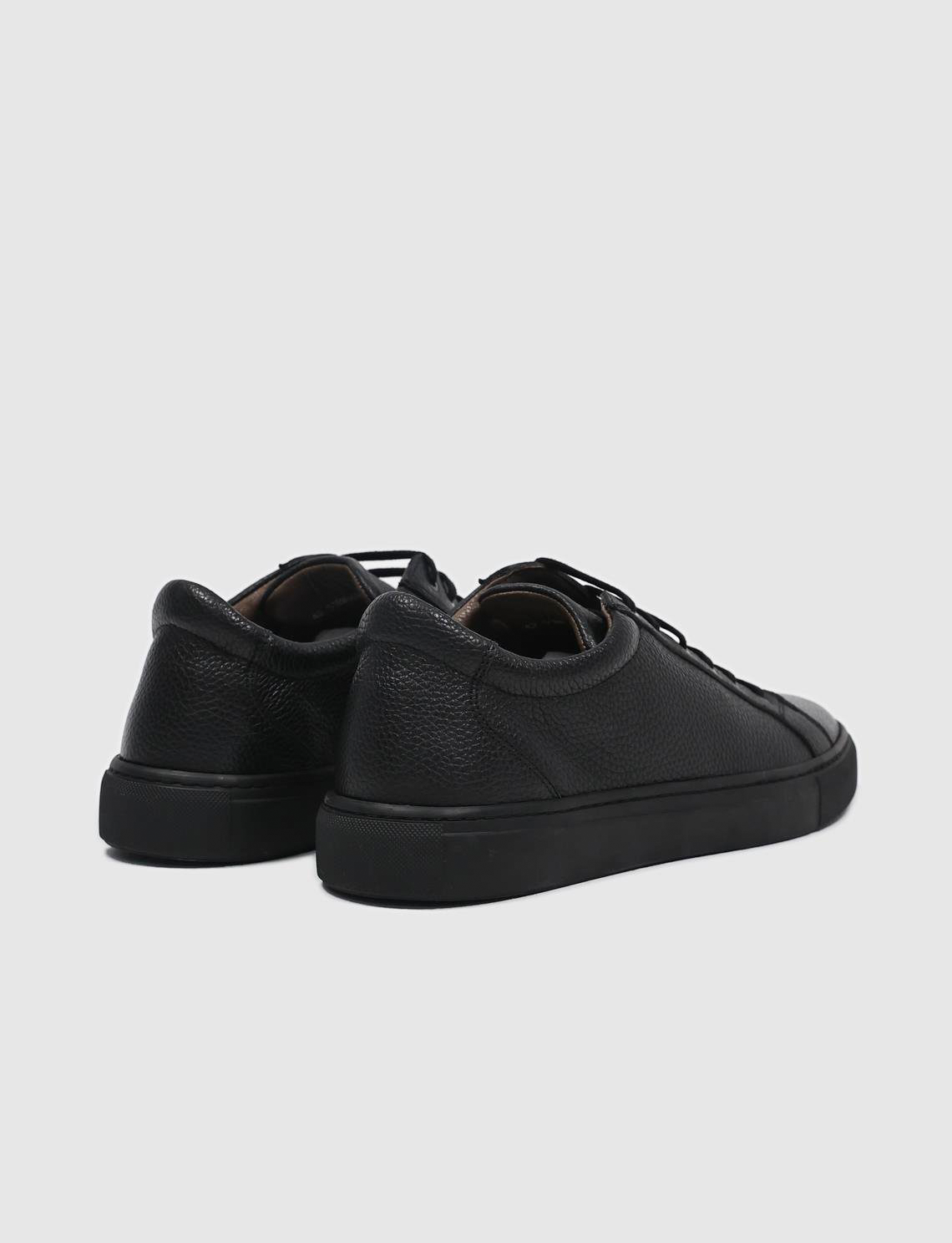 Genuine Leather Black Lace-up Men's Athletic Shoes