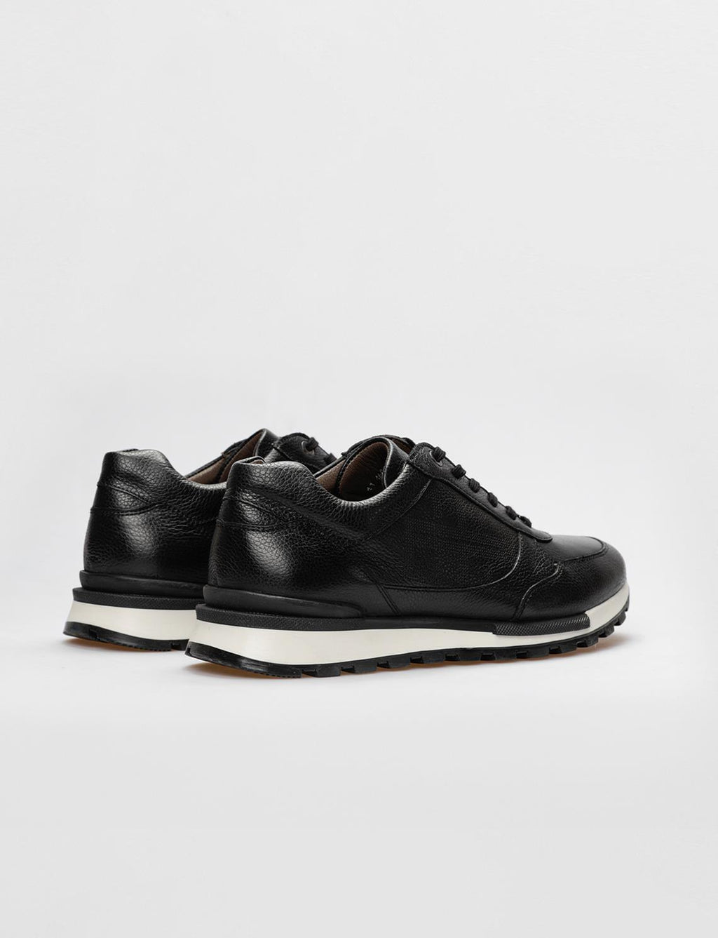 Genuine Leather Black Lace-up Men's Athletic Shoes