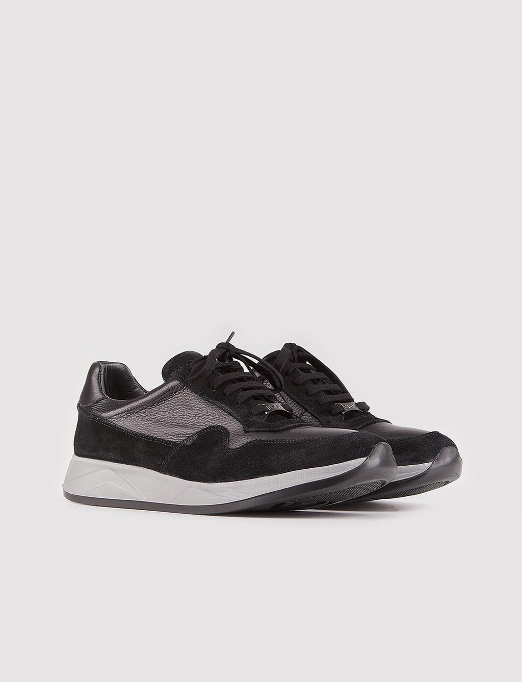 Genuine Leather Black Lace-up Men's Athletic Shoes