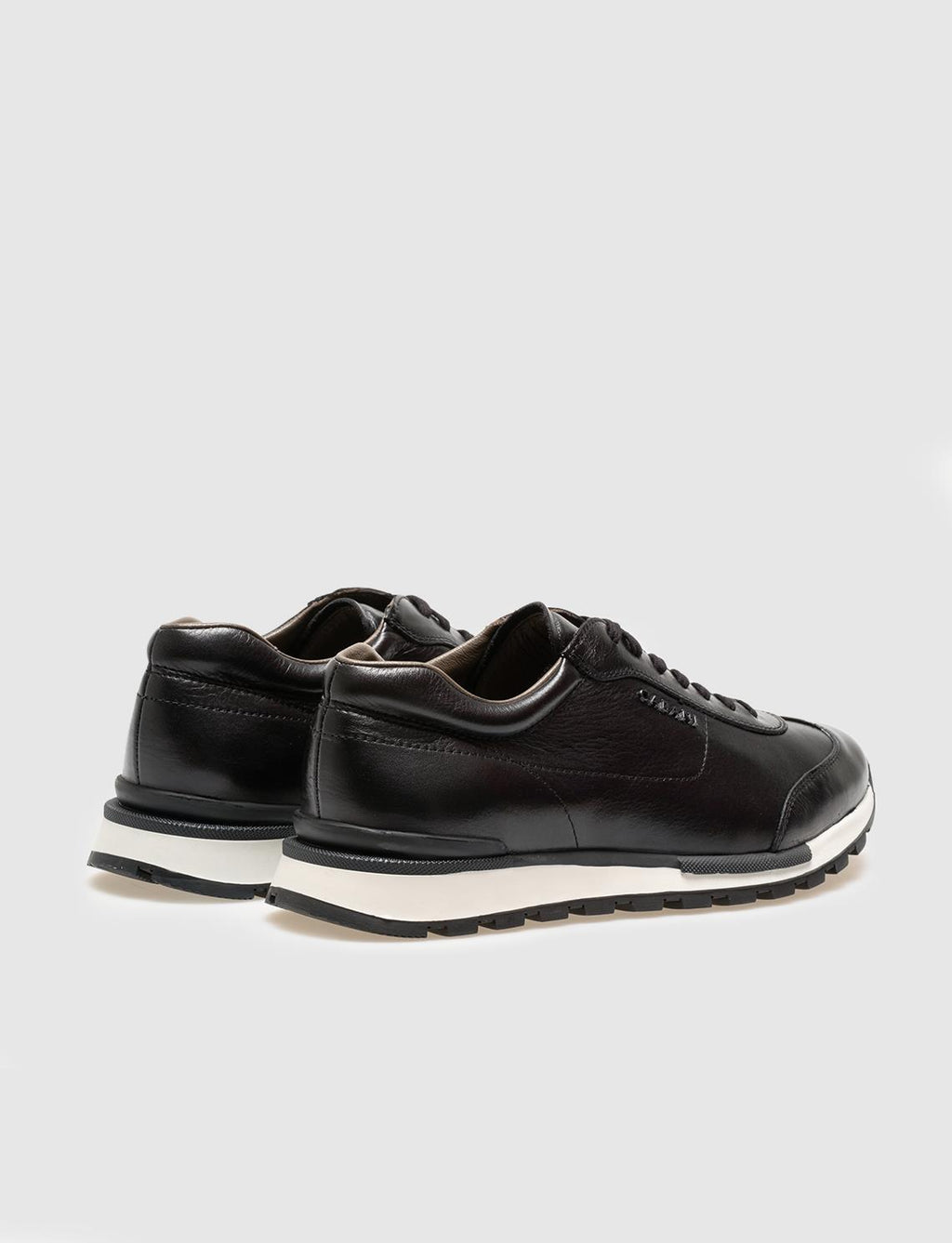 Genuine Leather Black Lace-up Men's Athletic Shoes