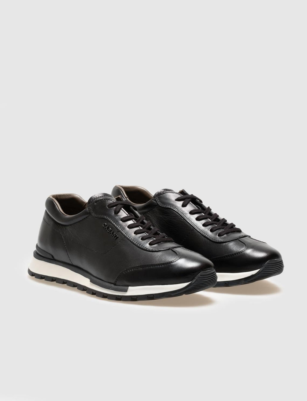 Genuine Leather Black Lace-up Men's Athletic Shoes