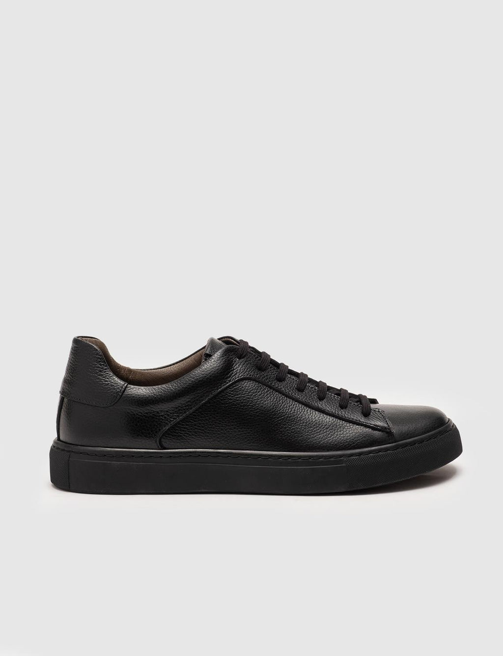 Genuine Leather Black Lace-up Men's Athletic Shoes
