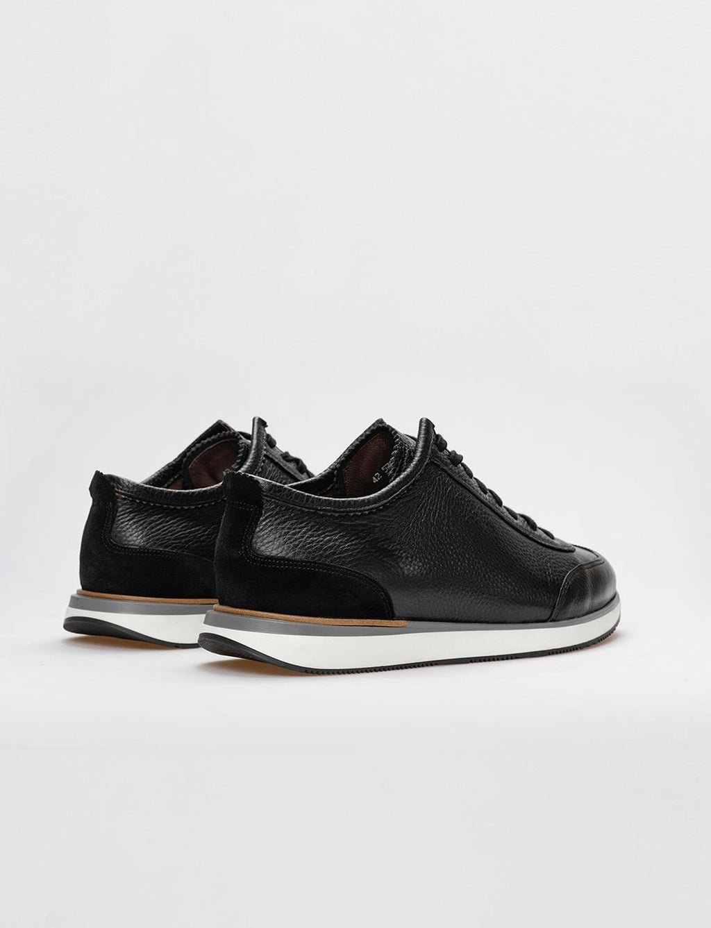 Genuine Leather Black Lace-up Men's Athletic Shoes