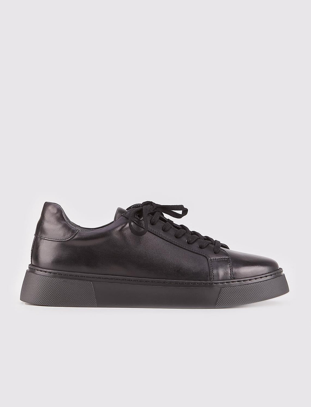 Genuine Leather Black Lace-Up EVA Sole Men's Sneaker Sports Shoes