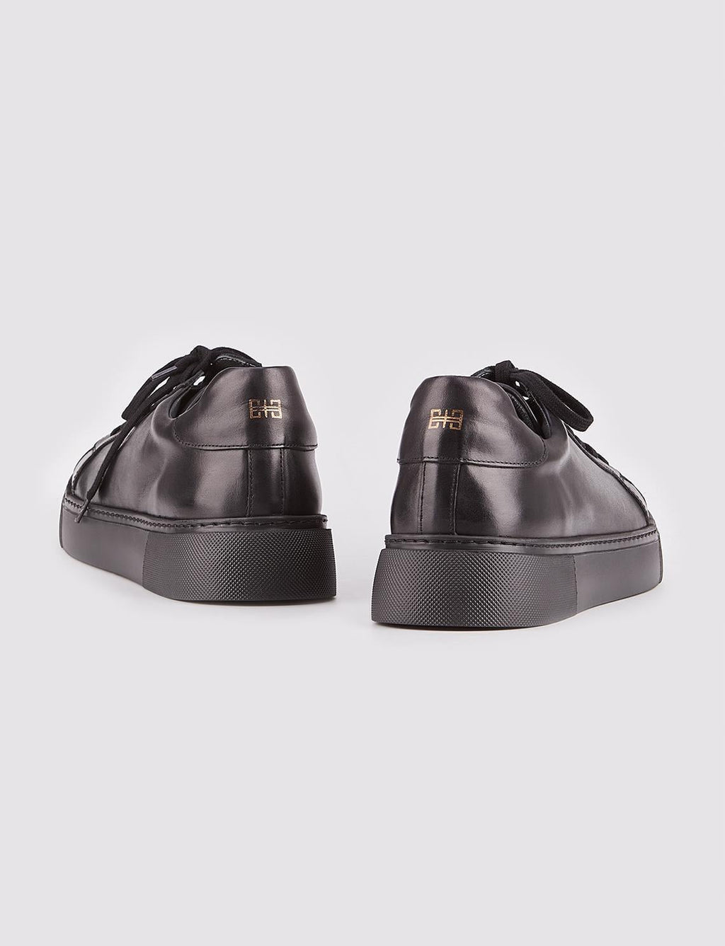 Genuine Leather Black Lace-Up EVA Sole Men's Sneaker Sports Shoes
