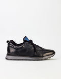 Genuine Leather Black Lace-Up Gel Sole Men's Athletic Shoes