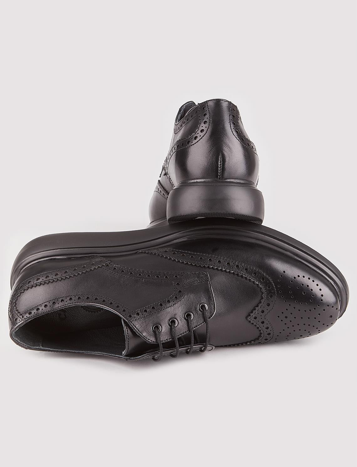 Eva Sole Genuine Leather Black Lace-up Men's Casual Shoes