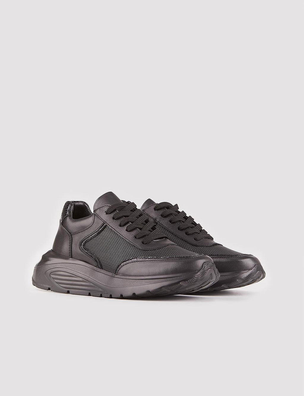 Genuine Leather Black Lace-up Women's Sneaker Sports Shoes