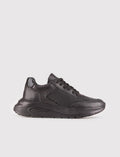 Genuine Leather Black Lace-up Women's Sneaker Sports Shoes