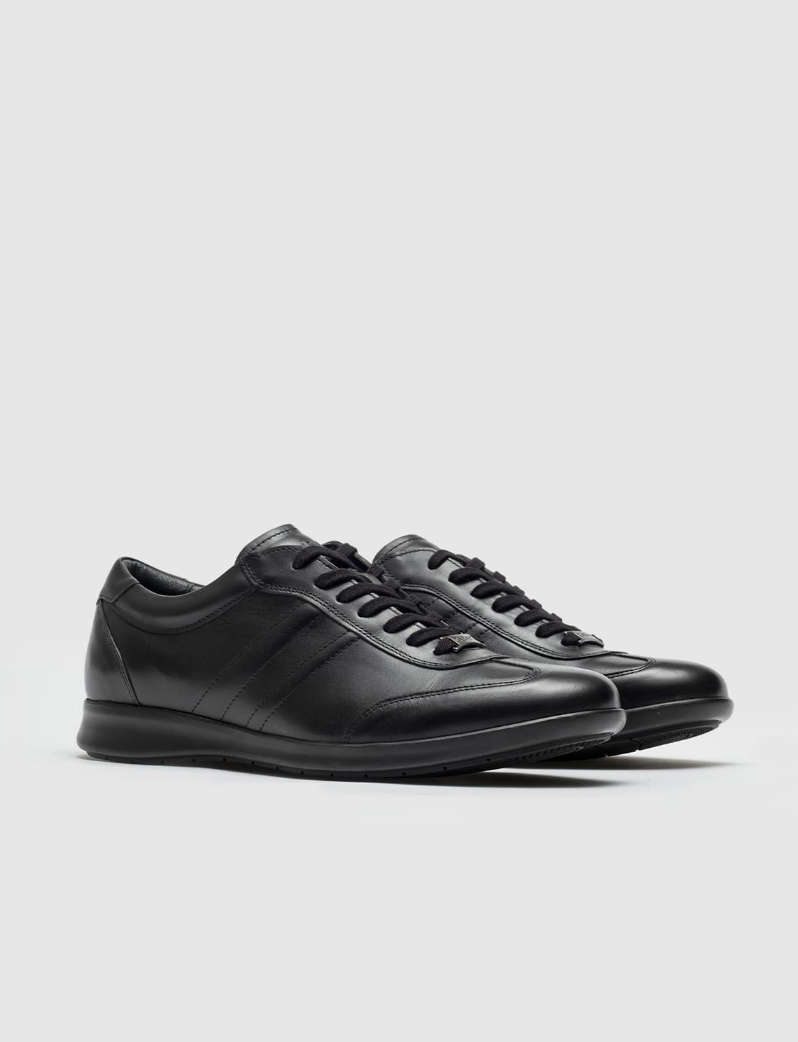 Genuine Leather Black Lace-up Non-Slip Men's Casual Shoes