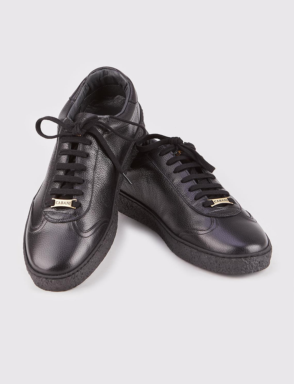 Genuine Leather Black Lace-up Men's Athletic Shoes with Custom Design