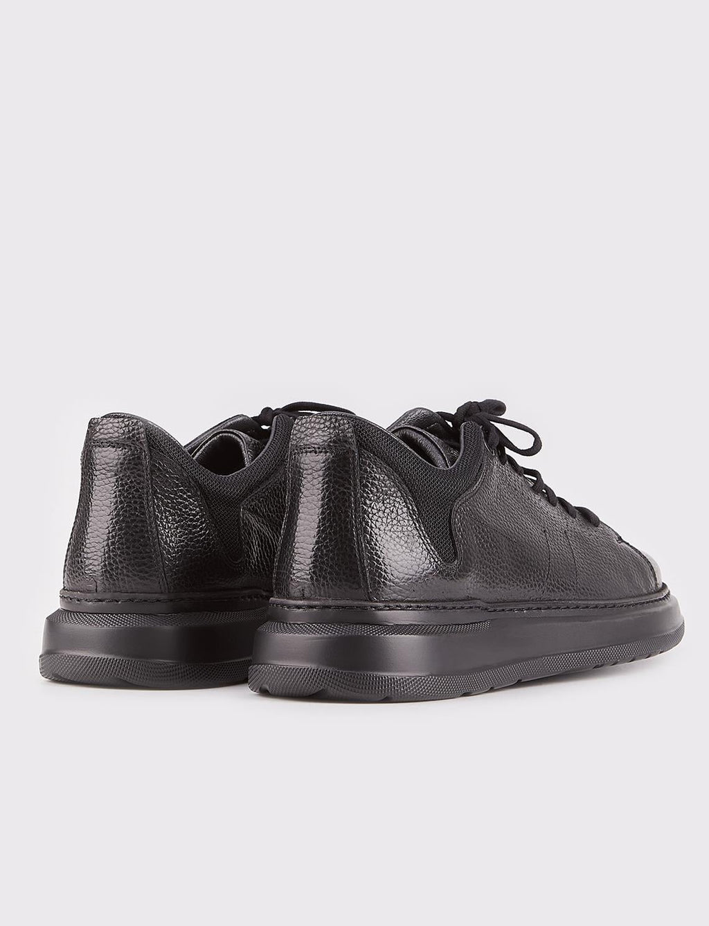 Genuine Leather Black Lace-up Sneaker Men's Sports Shoes