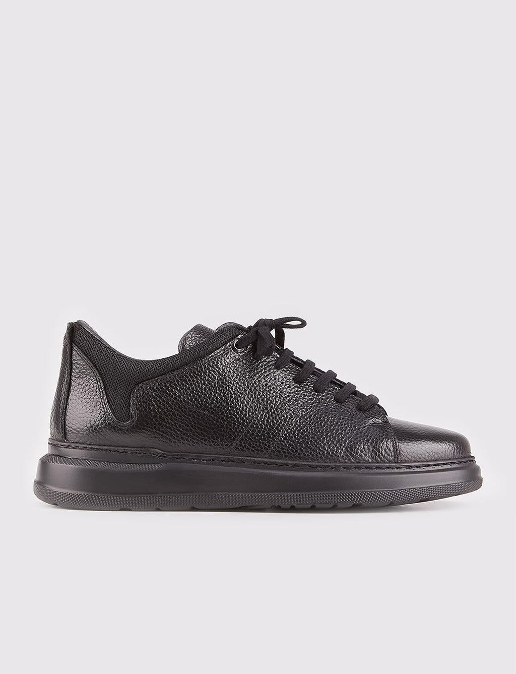 Genuine Leather Black Lace-up Sneaker Men's Sports Shoes