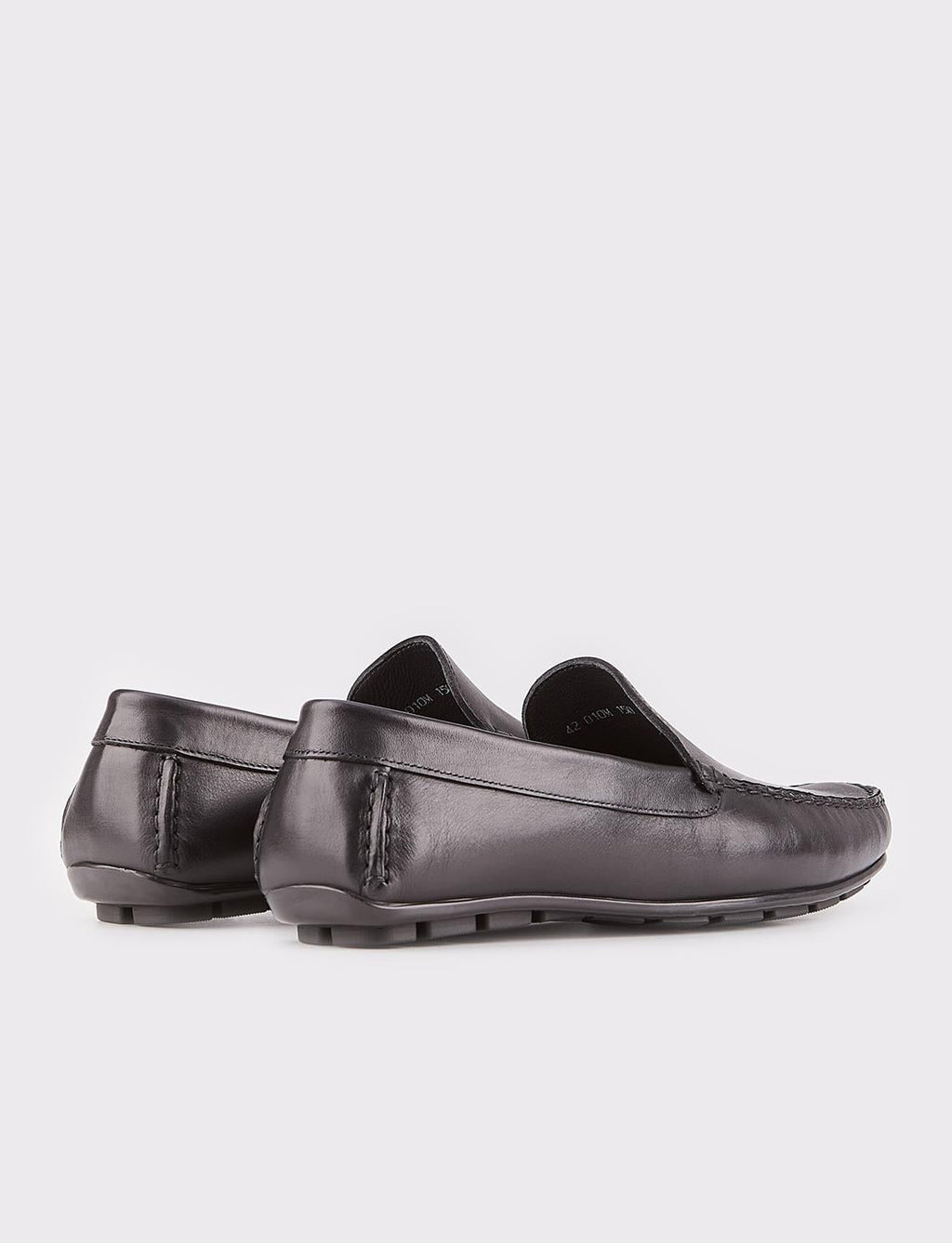 Genuine Leather Black Laceless Men's Loafer Shoes