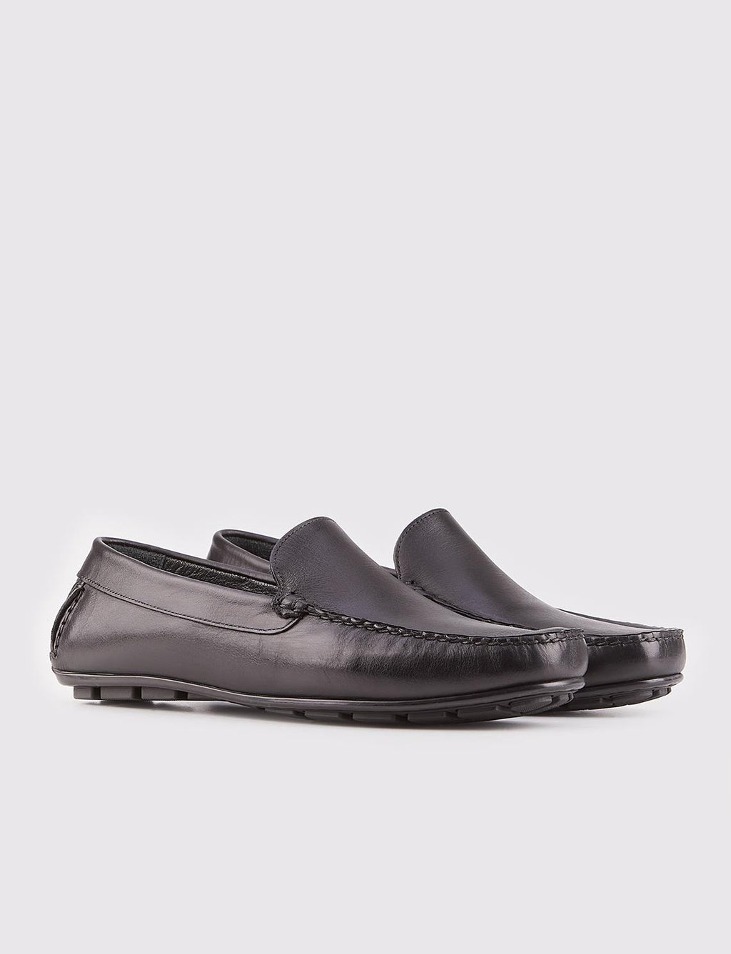 Genuine Leather Black Laceless Men's Loafer Shoes