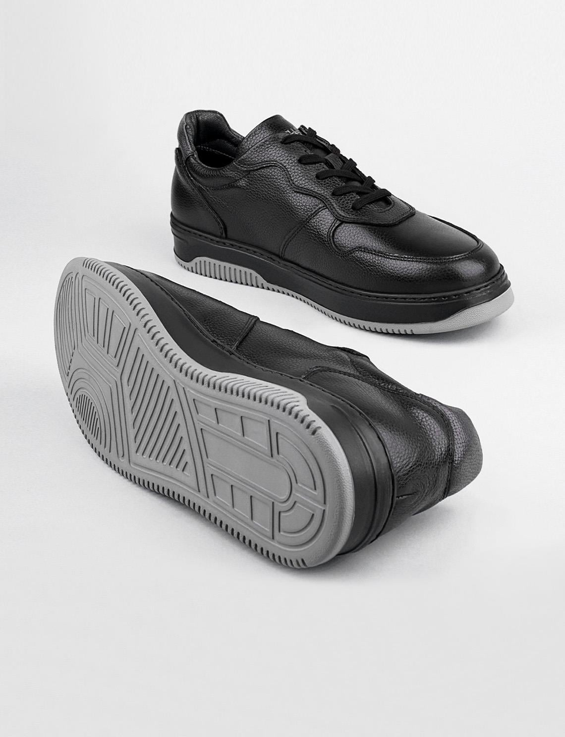 Genuine Leather Black Berlin Lace-up Men's Athletic Shoes