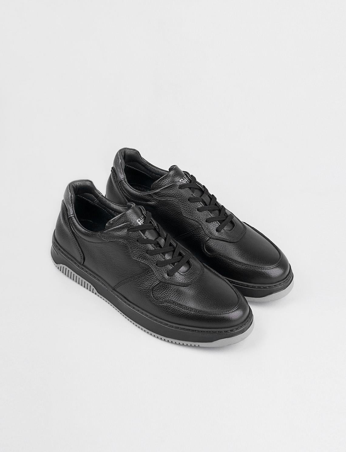 Genuine Leather Black Berlin Lace-up Men's Athletic Shoes