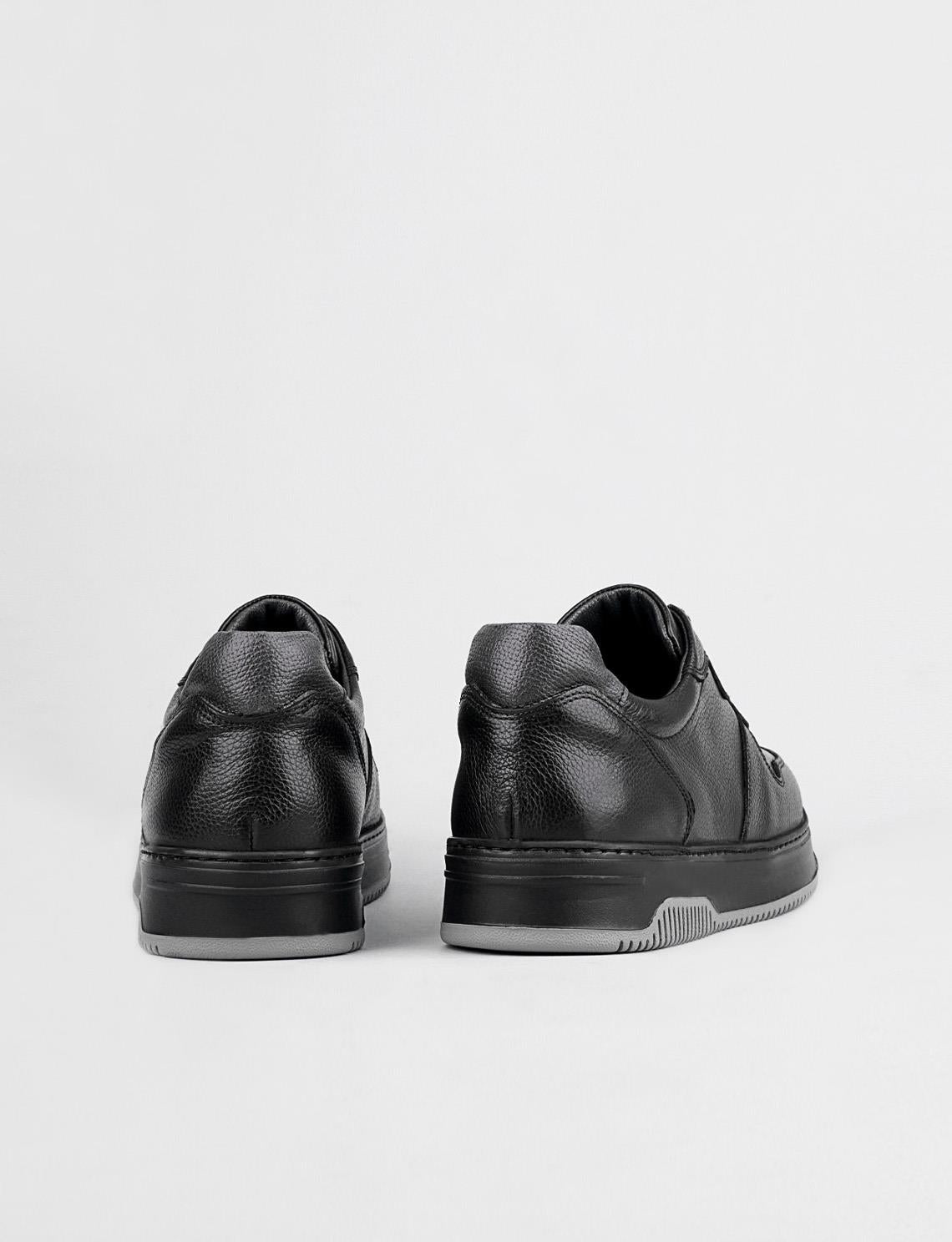 Genuine Leather Black Berlin Lace-up Men's Athletic Shoes