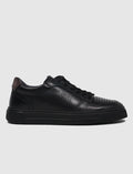 Genuine Leather Black Lace-up Men's Athletic Shoes