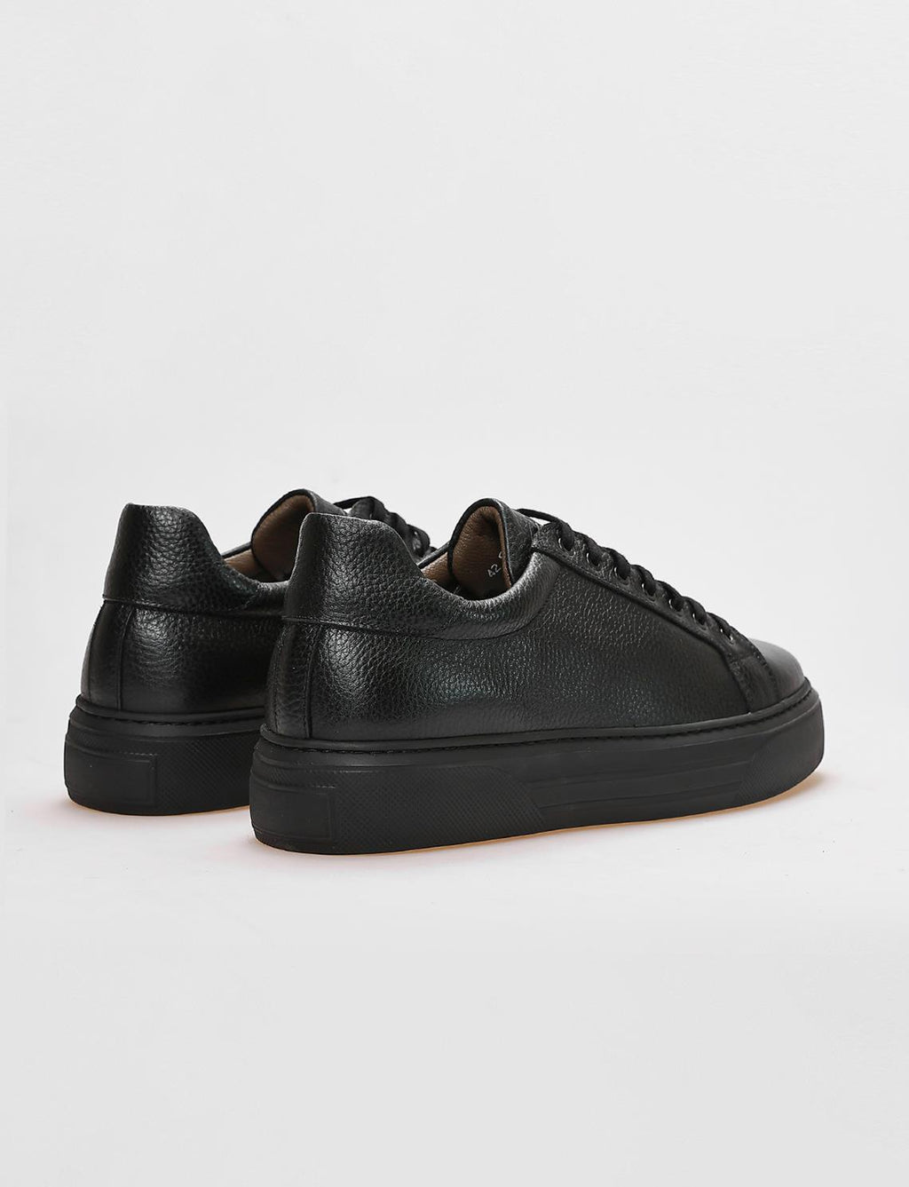 Genuine Leather Black Lace-up Men's Athletic Shoes