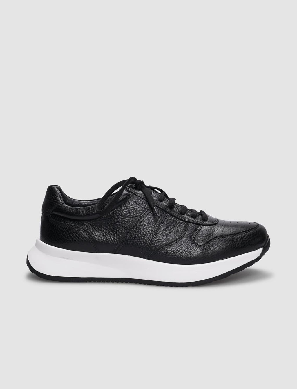 Genuine Leather Black Lace-up Men's Athletic Shoes