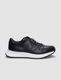 Genuine Leather Black Lace-up Men's Athletic Shoes