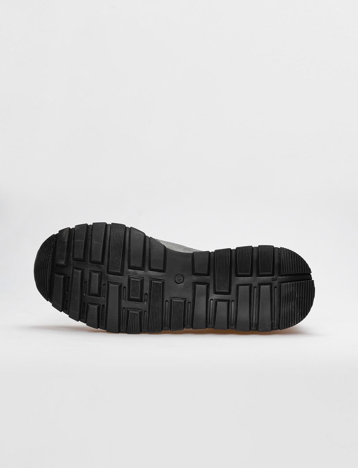Genuine Leather Black Lace-up Men's Athletic Shoes