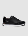 100% Genuine Leather Textured Black Lace-up Men's Athletic Shoes