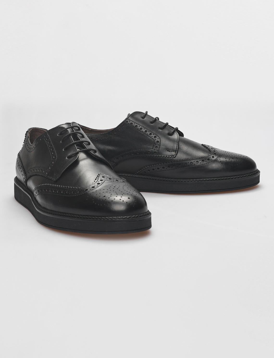Genuine Leather Black Lace-up Men's Casual Shoes