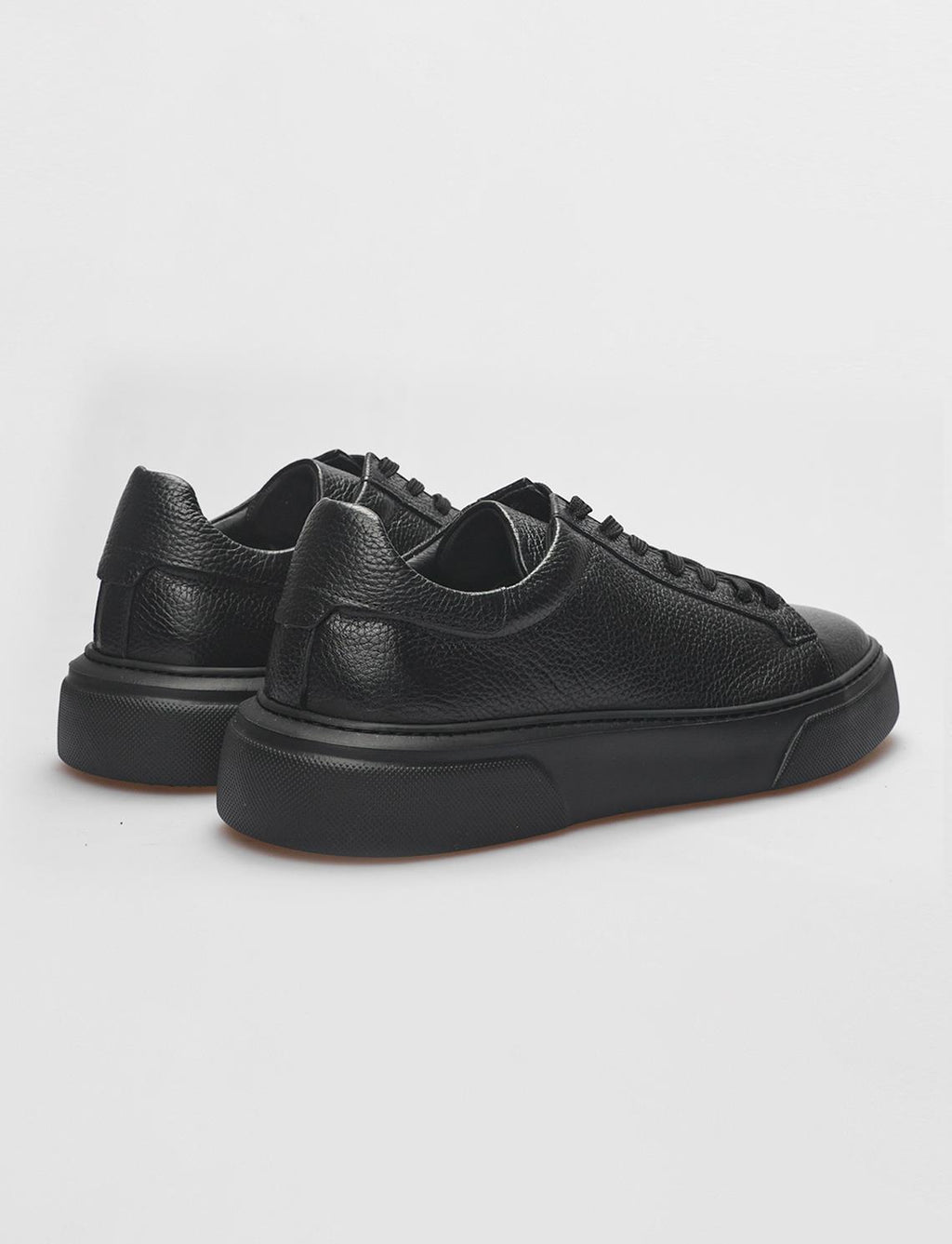 Genuine Leather Black Lace-up Men's Athletic Shoes