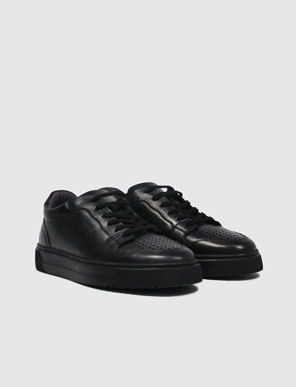 Genuine Leather Black Lace-up Men's Athletic Shoes