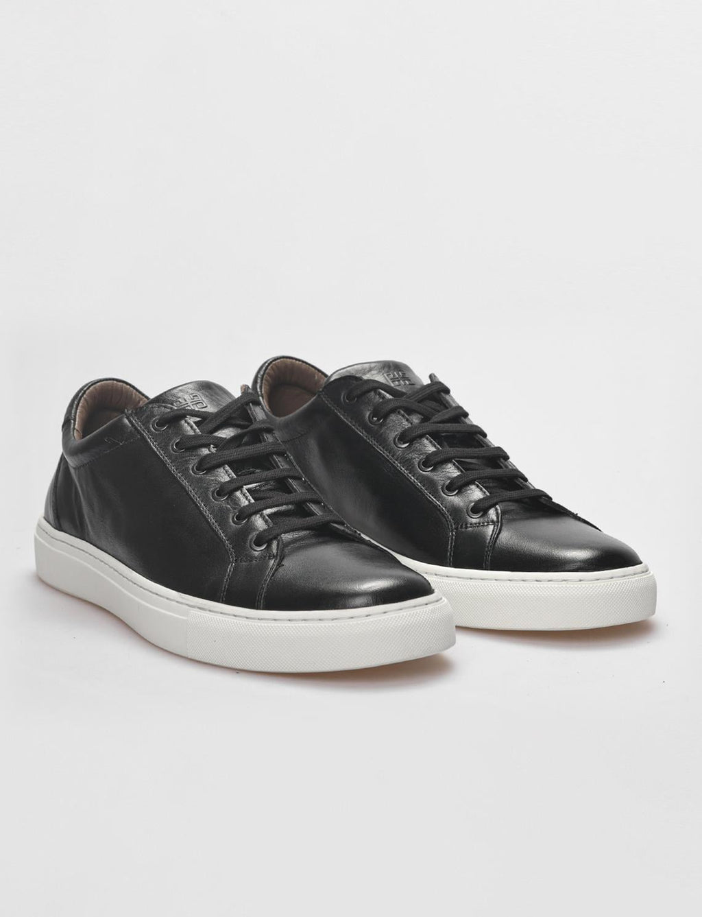 Genuine Leather Black and White Lace-up Men's Athletic Shoes (121208-1805)