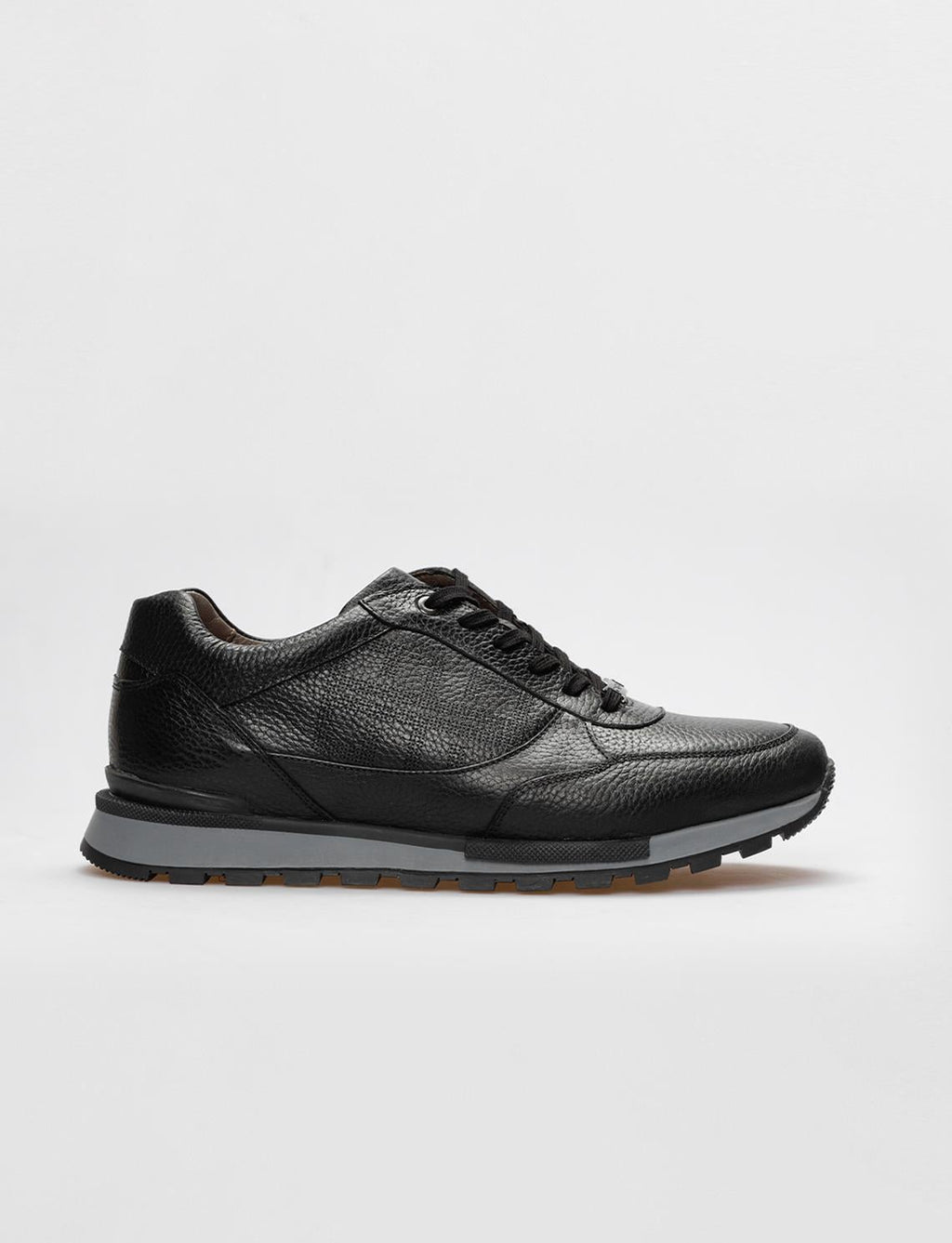 Genuine Leather Black Lace-up Men's Athletic Shoes
