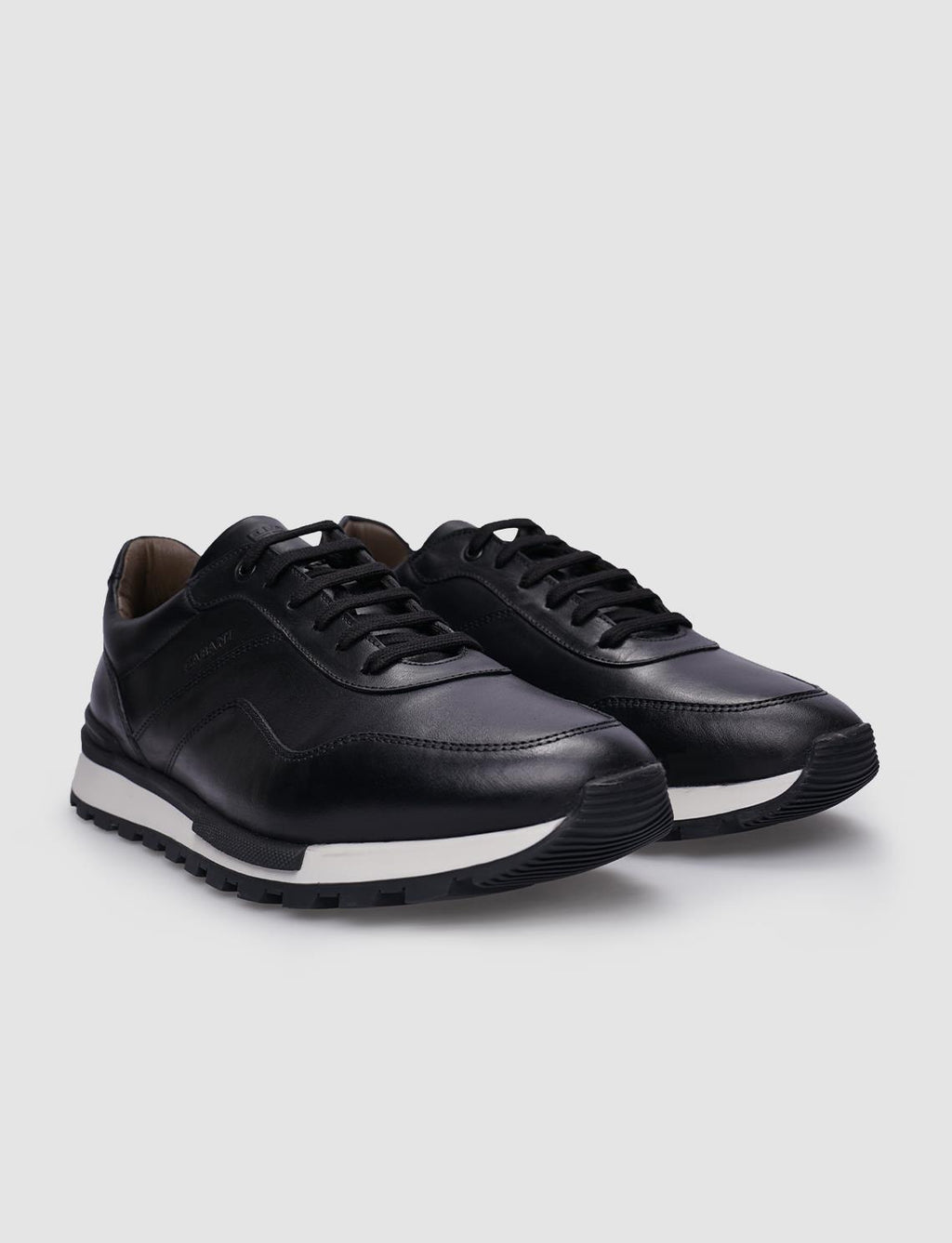 Genuine Leather Black Lace-up Men's Sneaker